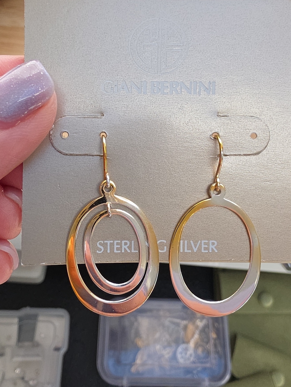 Giani Bernini Two-Tone Gold Oval Drop Earrings Strrling SILVER 925